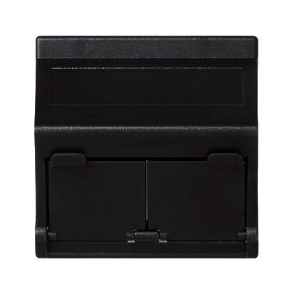 IT-/Telefonplatte K45 2xRJ mit Abdeckungen schräg für Adapter MD graphitgrau 45x 45mm KB80/14