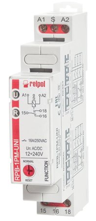 Impulsrelais – bistabil – multifunktionell mit Speicher, 12...240 V AC/DC   RPB-1PM-UNI 864391 Relpol