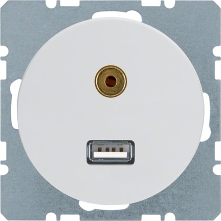 USB/3,5 mm Audio Steckdose R.1/R.3 polarweiß, glänzend 3315392089 HAGER